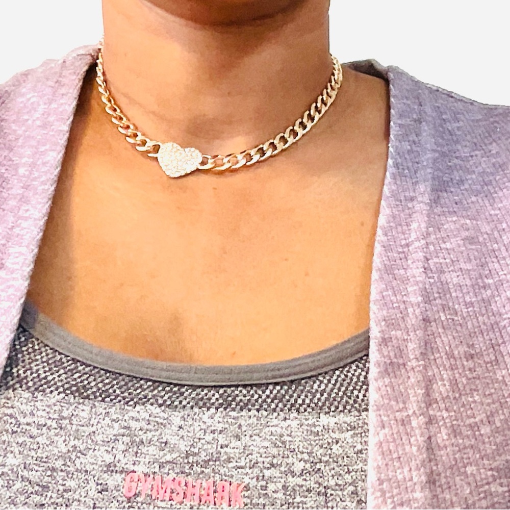 Gold color, Heart Chain Necklace
